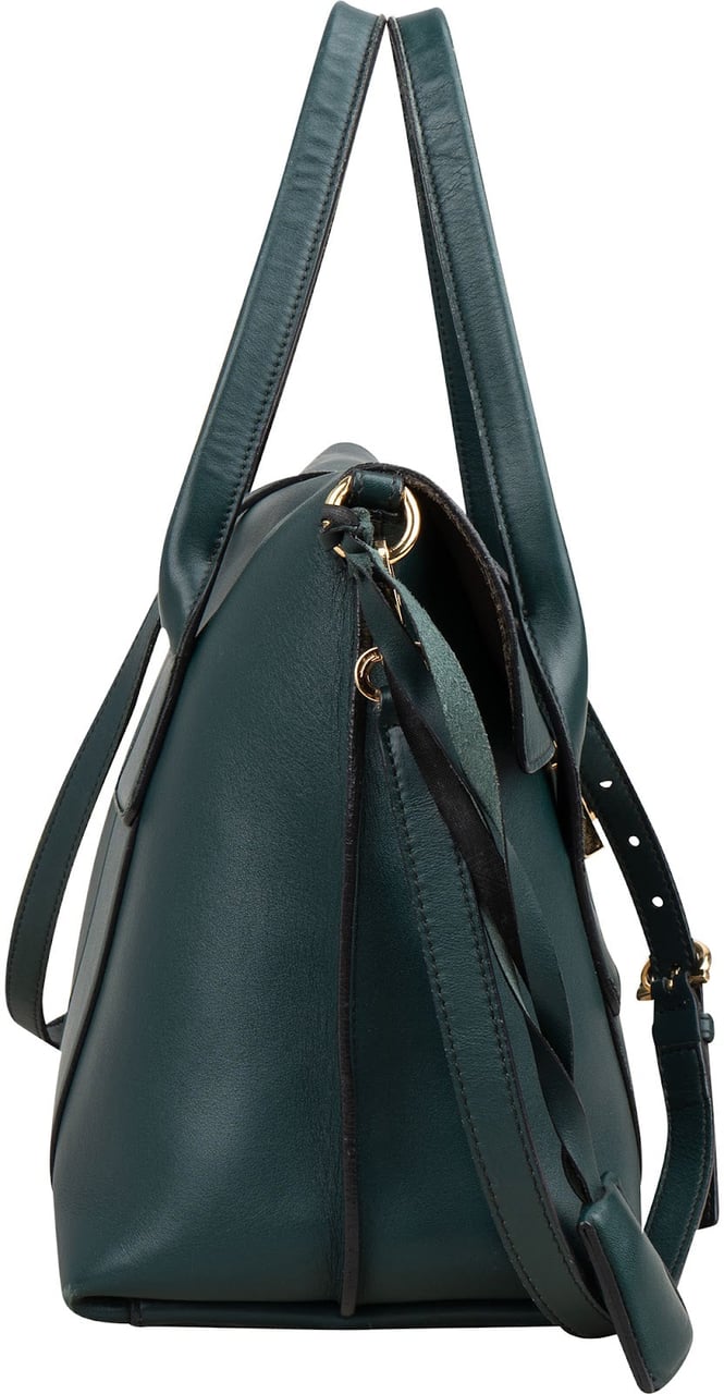 Salvatore Ferragamo Salvatore Ferragamo Calfskin Sofia Satchel Handbag Donkergroen