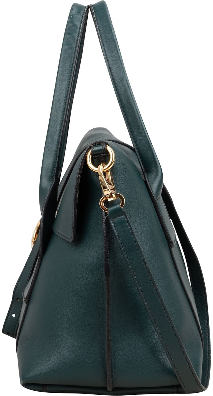 Salvatore Ferragamo Salvatore Ferragamo Calfskin Sofia Satchel Handbag Donkergroen