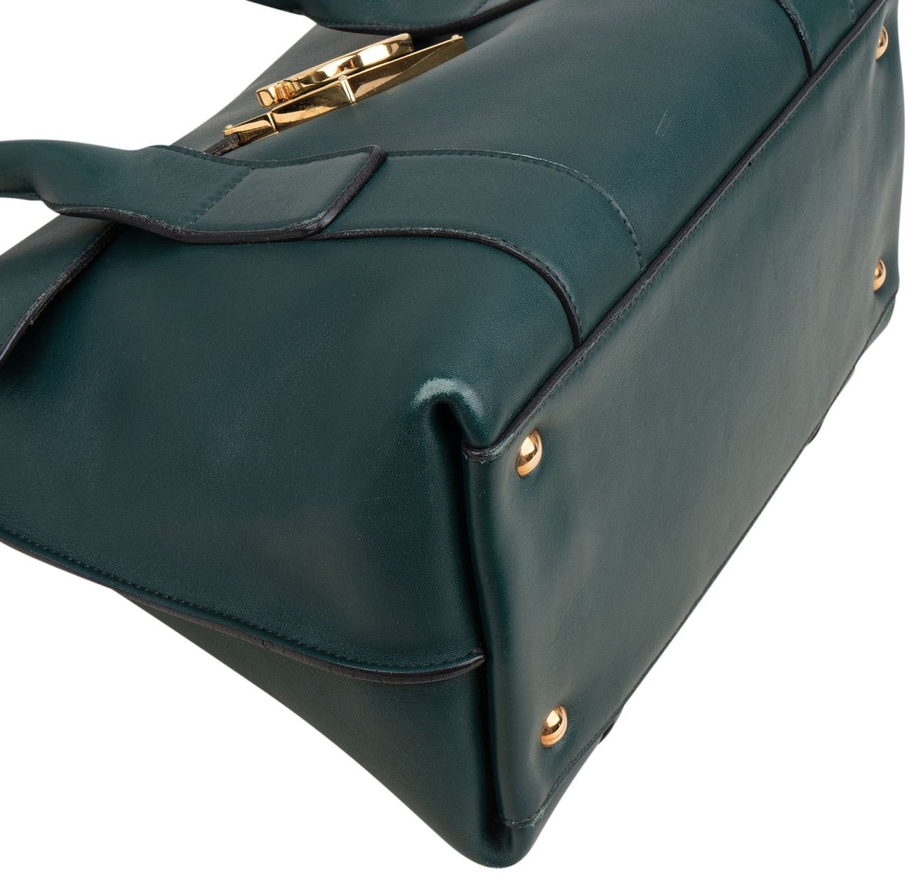 Salvatore Ferragamo Salvatore Ferragamo Calfskin Sofia Satchel Handbag Donkergroen