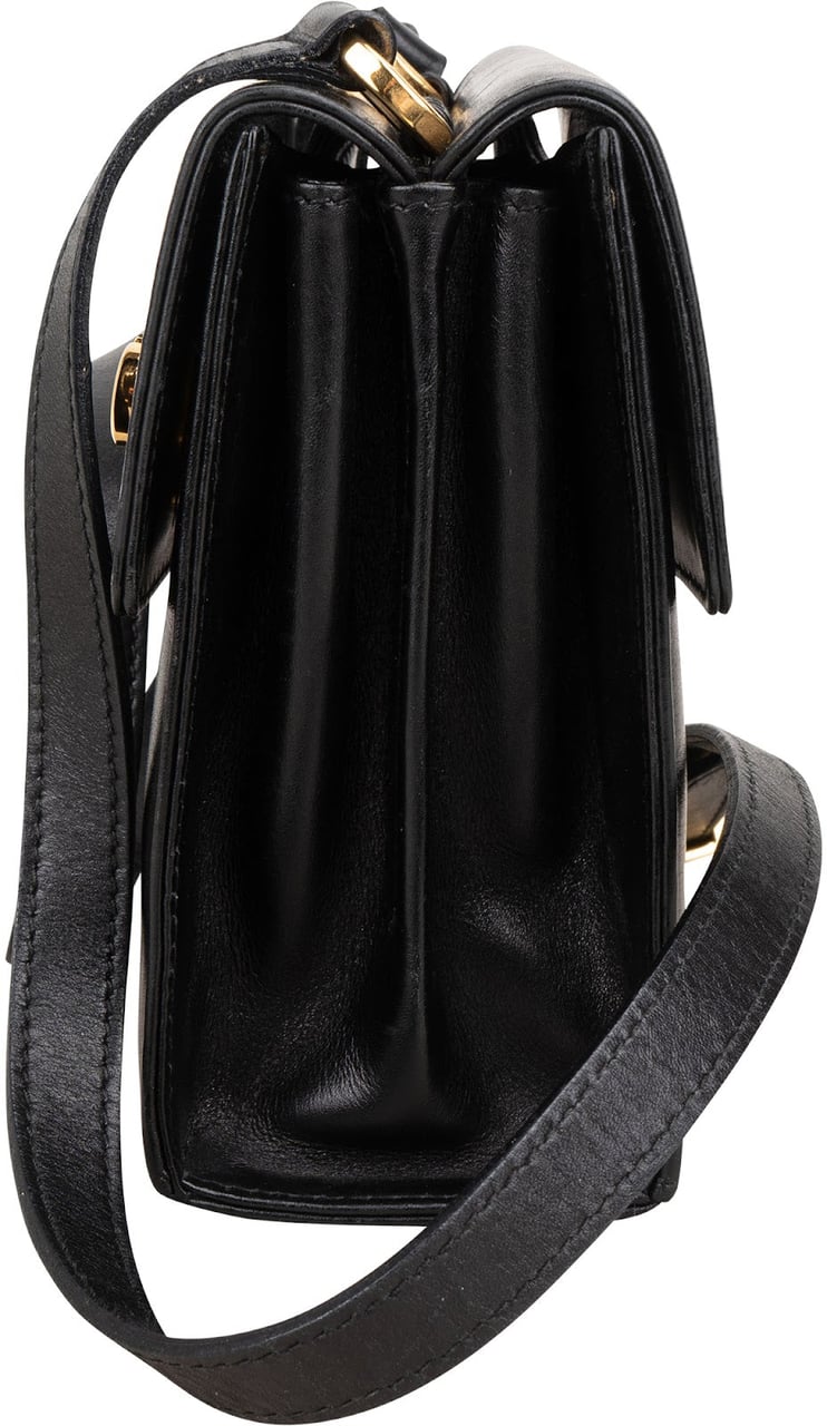 Salvatore Ferragamo Leather Gancini Flap Crossbody Bag Zwart