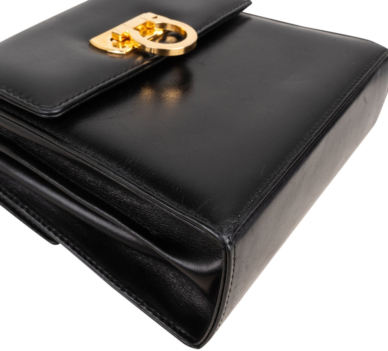 Salvatore Ferragamo Leather Gancini Flap Crossbody Bag Zwart