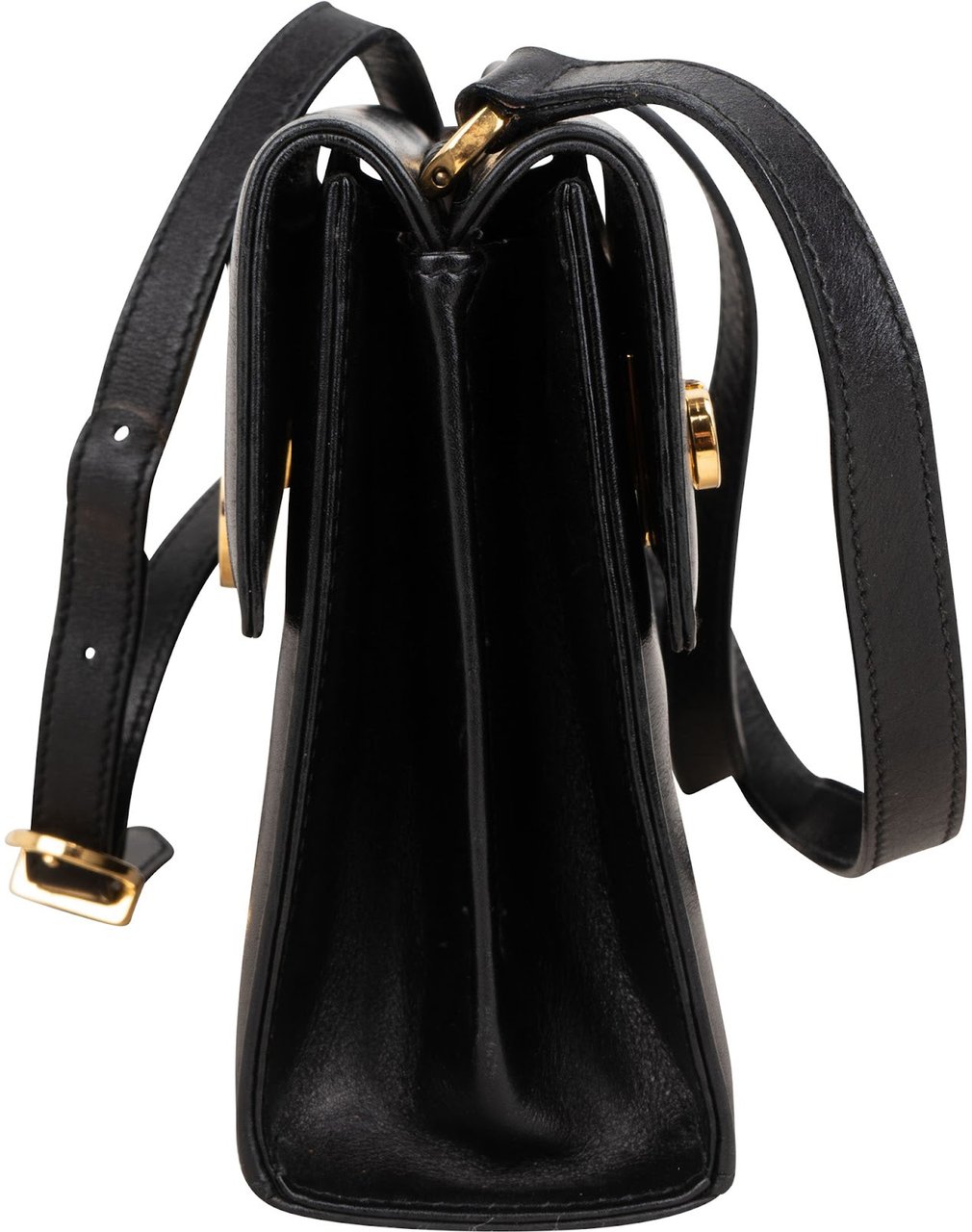 Salvatore Ferragamo Leather Gancini Flap Crossbody Bag Zwart