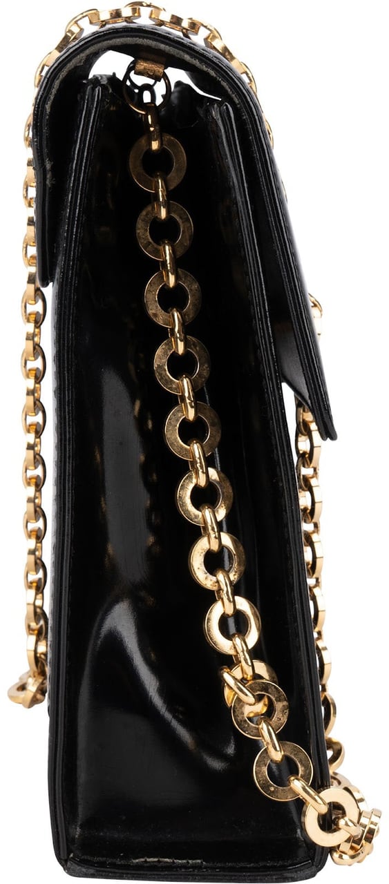 Salvatore Ferragamo Patent Leather Gancini Flap Crossbody Bag Zwart