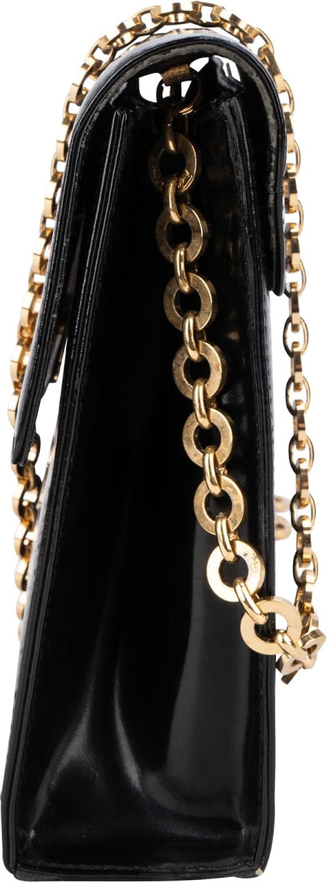 Salvatore Ferragamo Patent Leather Gancini Flap Crossbody Bag Zwart