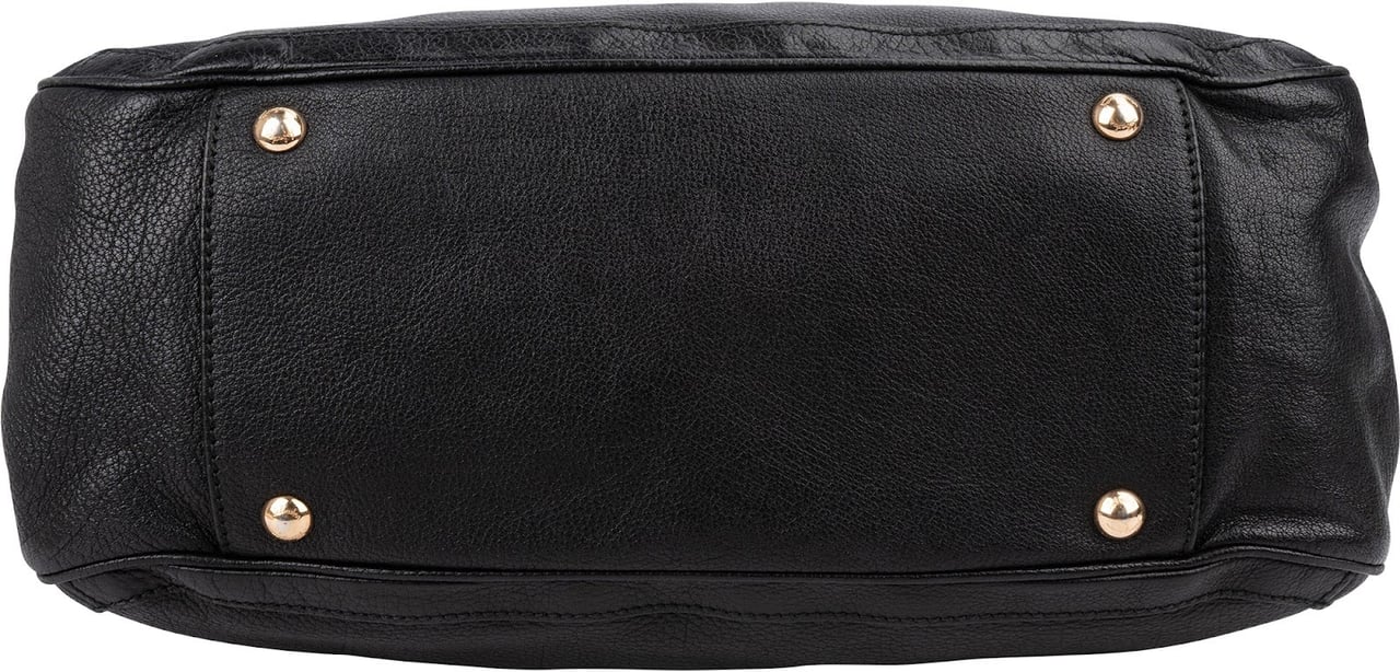 Salvatore Ferragamo Pebbled Leather Gancini Tote Shoulder Bag Zwart