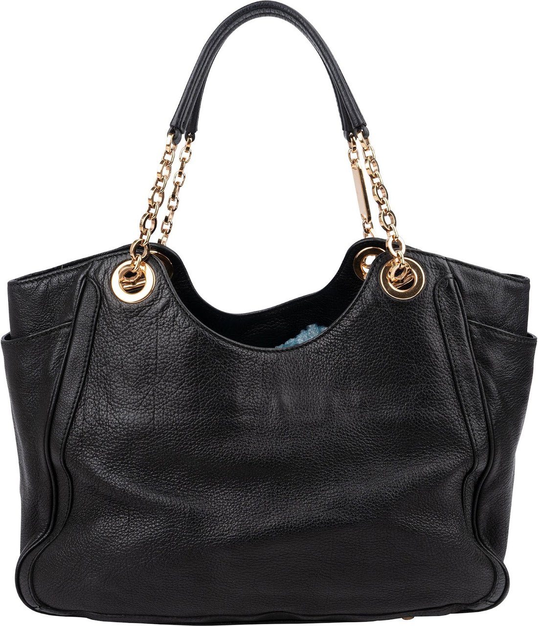 Salvatore Ferragamo Pebbled Leather Gancini Tote Shoulder Bag Zwart