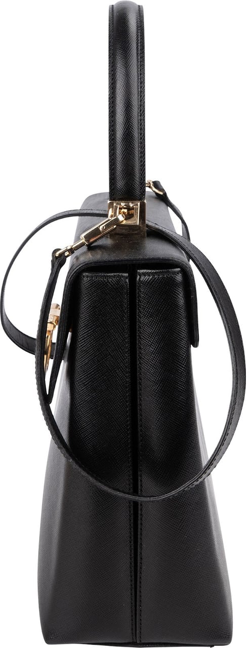 Salvatore Ferragamo Black Leather Margot Top Handle Handbag Zwart
