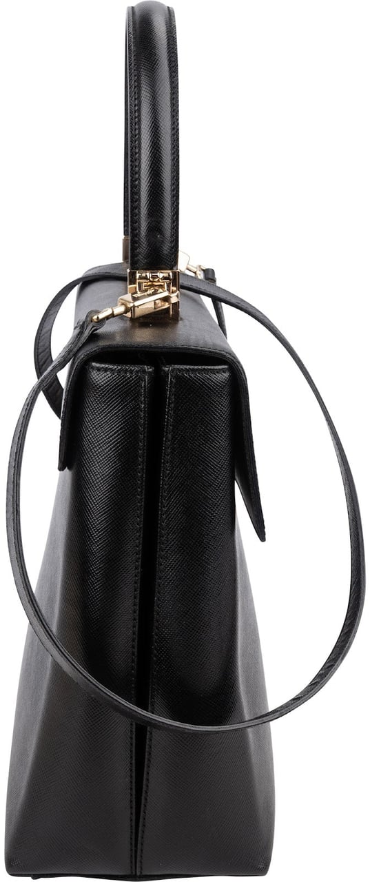 Salvatore Ferragamo Black Leather Margot Top Handle Handbag Zwart