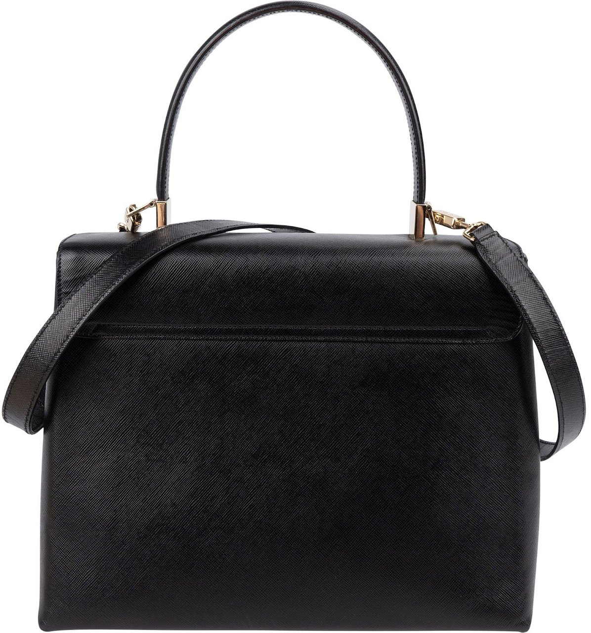 Salvatore Ferragamo Black Leather Margot Top Handle Handbag Zwart