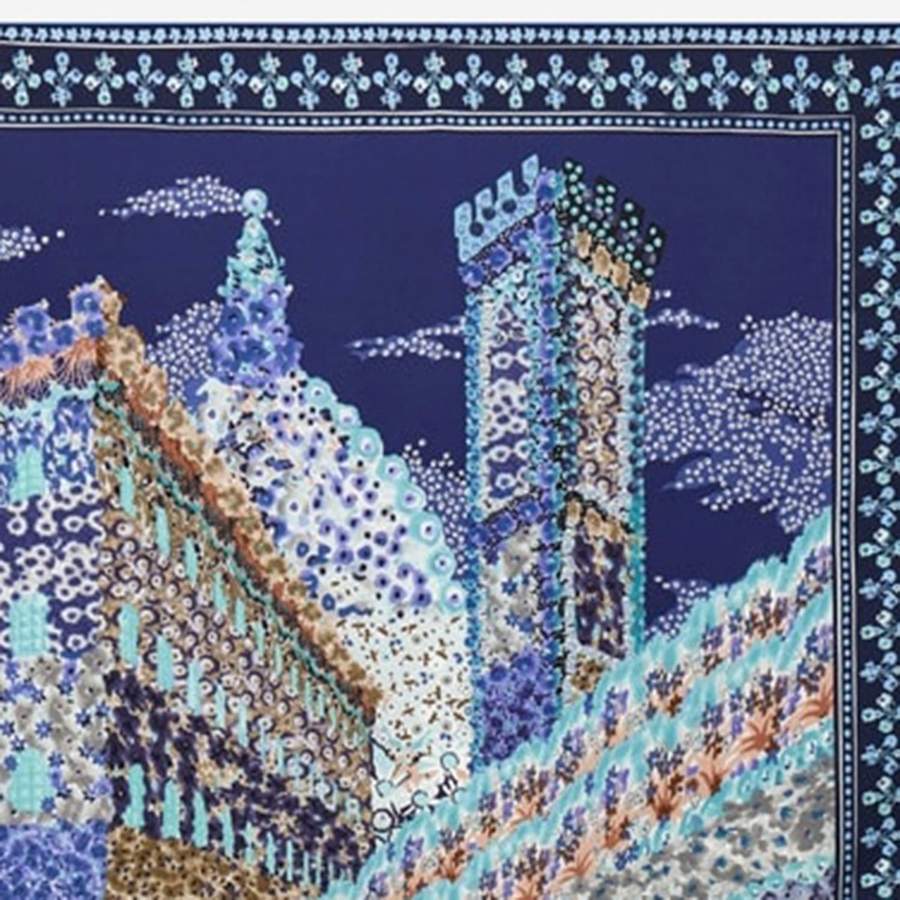 Salvatore Ferragamo Square Silk Scarf With Palazzo Print Design Blauw