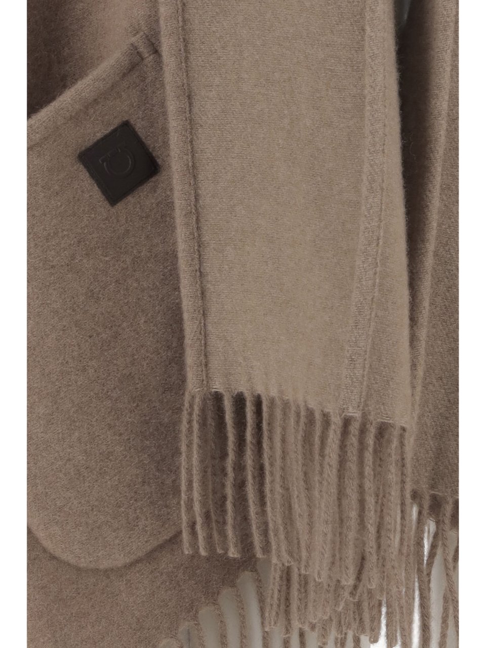 Salvatore Ferragamo Cashmere Cape with Wrap Neckline and Fringed Hem Bruin