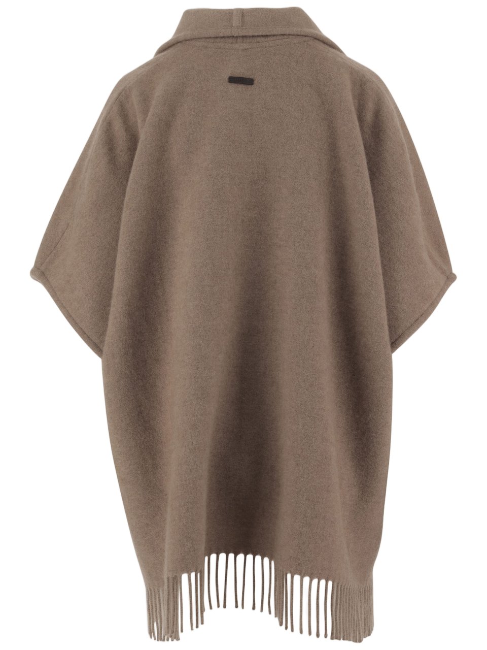 Salvatore Ferragamo Cashmere Cape with Wrap Neckline and Fringed Hem Bruin