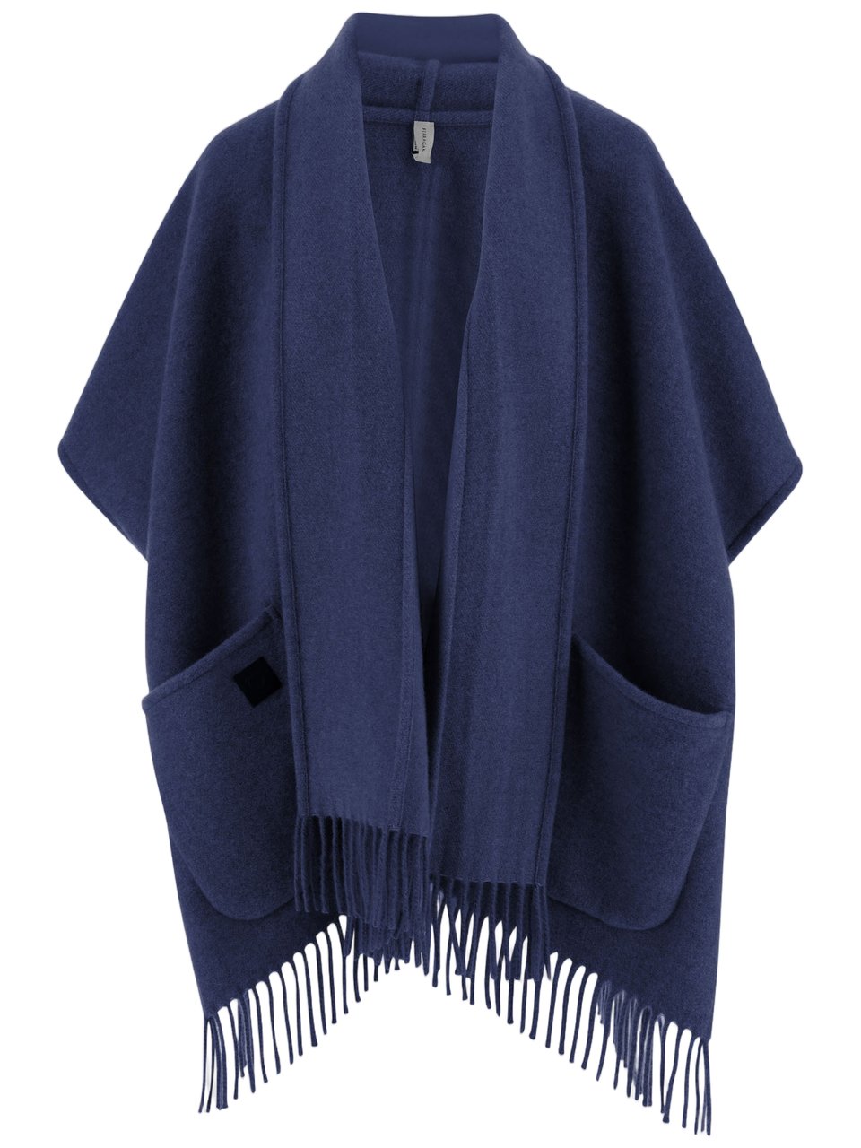 Salvatore Ferragamo Cashmere Cape with Wrap Neckline and Fringed Hem Zwart