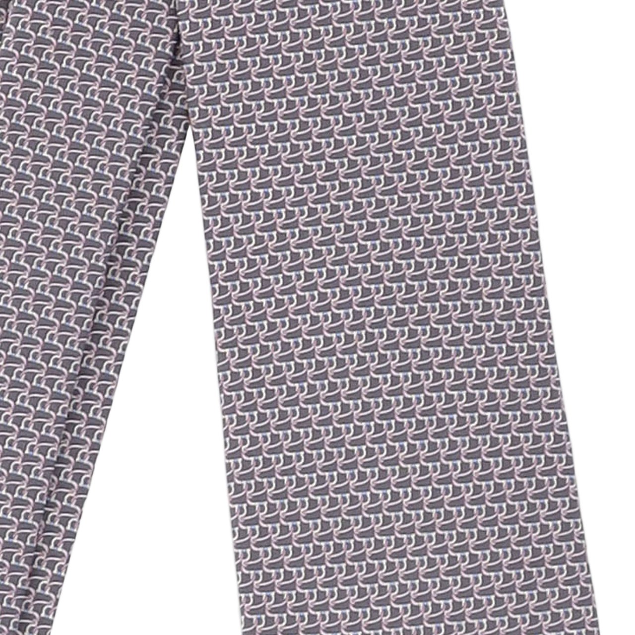 Salvatore Ferragamo Silk Tie With Geometric Pattern Grijs