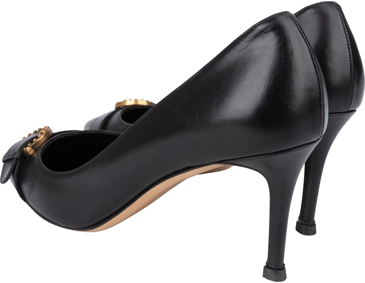 Salvatore Ferragamo Salvatore Ferragamo Black Leather Heels (38,5) Zwart
