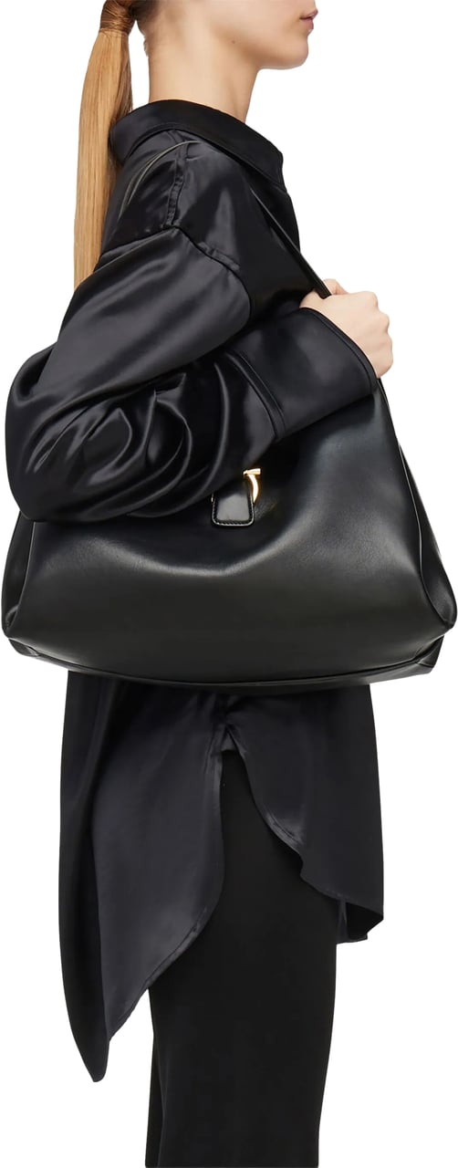 Salvatore Ferragamo Black Tote M Medium Structured Totes Zwart