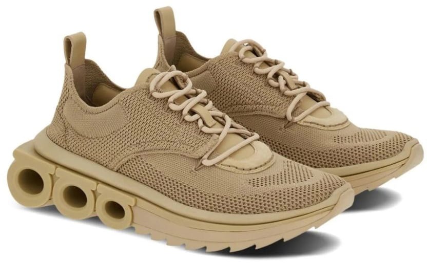 Salvatore Ferragamo Beige Fabric Athletic Sneakers Divers
