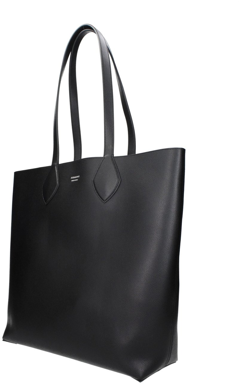 Salvatore Ferragamo Black Leather Shoulder Bag Zwart