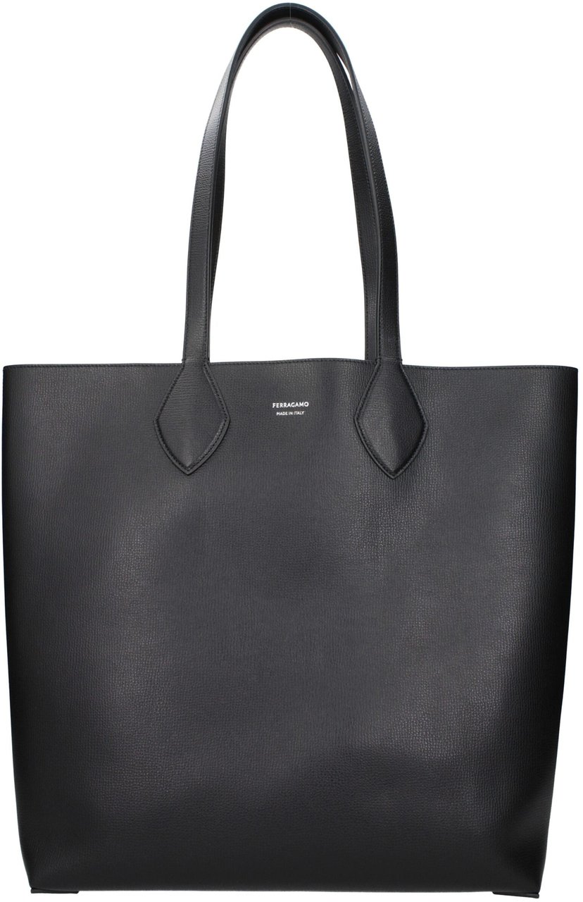 Salvatore Ferragamo Black Leather Shoulder Bag Zwart