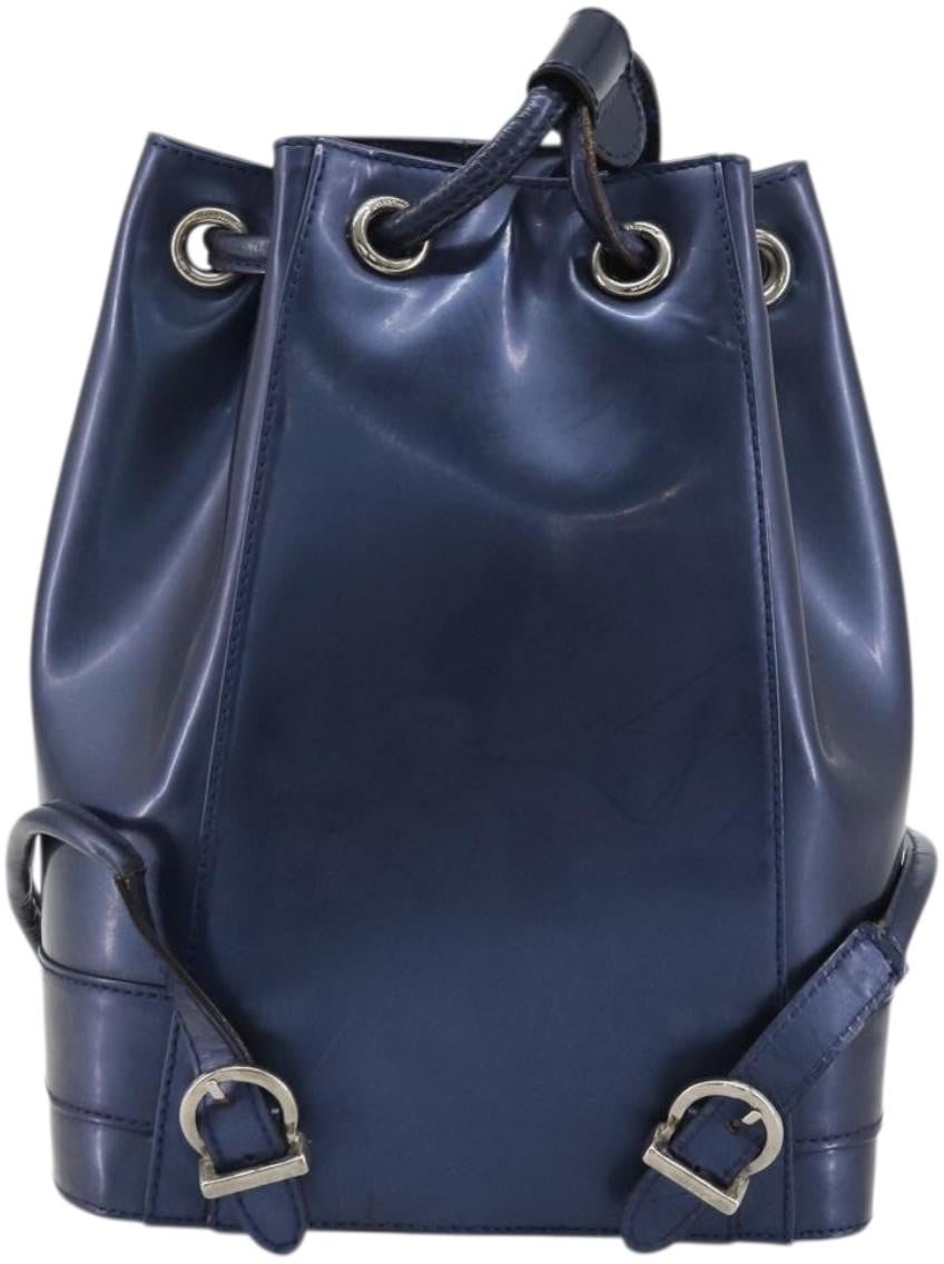 Salvatore Ferragamo Vala Patent Leather Navy