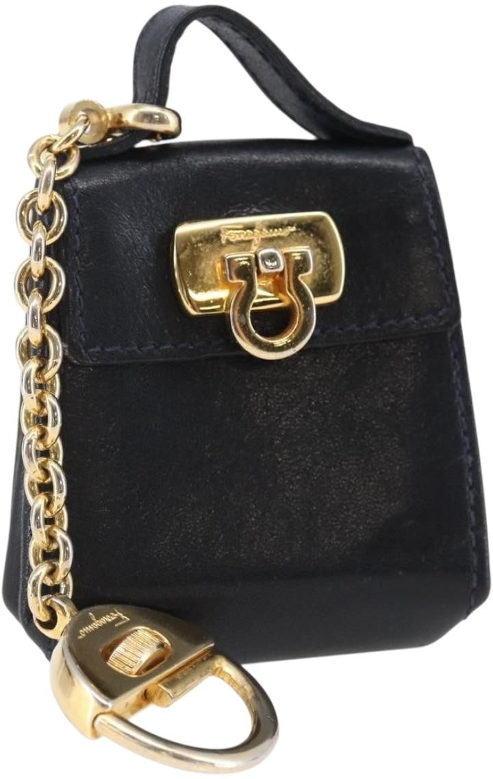 Salvatore Ferragamo Salvatore Ferragamo Gancini Charm Convertible Shoulder Bag Leather Navy