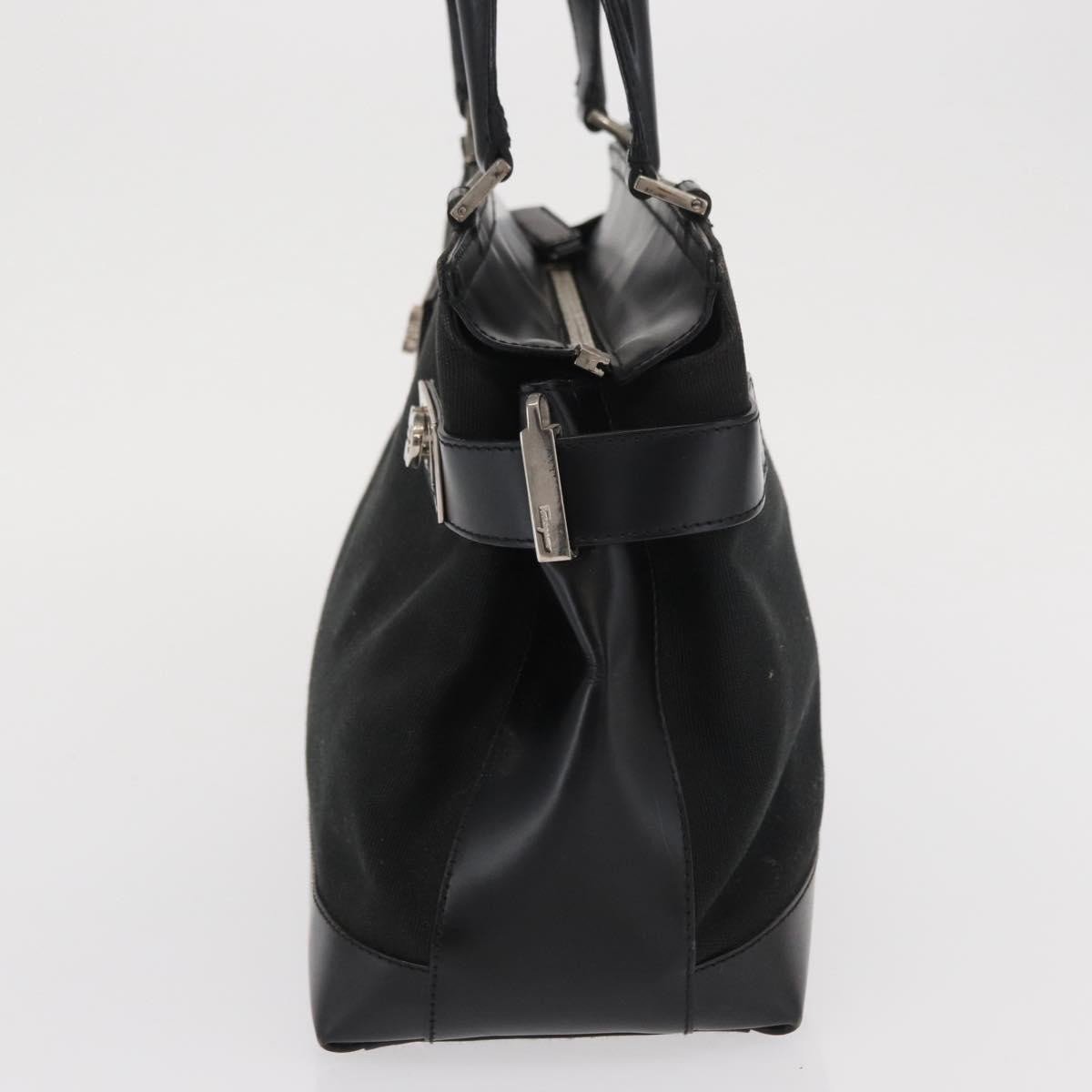 Salvatore Ferragamo Salvatore Ferragamo Double Gancini Side Buckle Tote Canvas Zwart