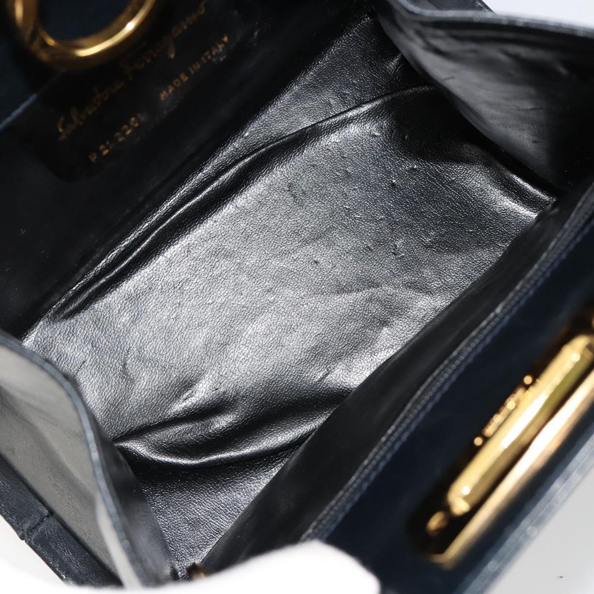 Salvatore Ferragamo Gancini Chain Leather Mini Navy