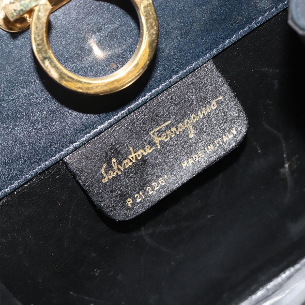 Salvatore Ferragamo Gancini Chain Leather Mini Navy