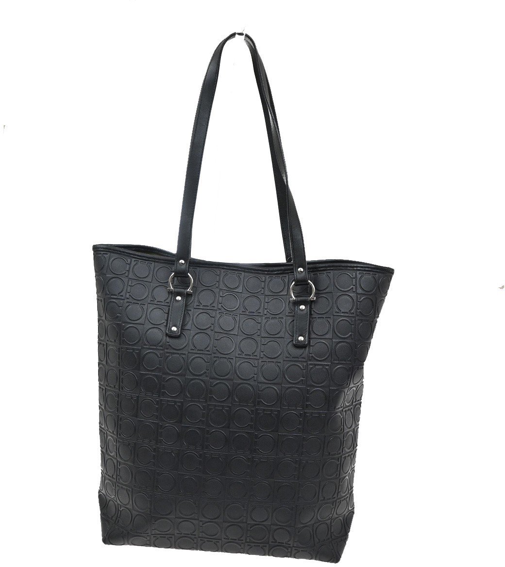 Salvatore Ferragamo Salvatore Ferragamo Gancini Tote Gancini Canvas Medium Zwart