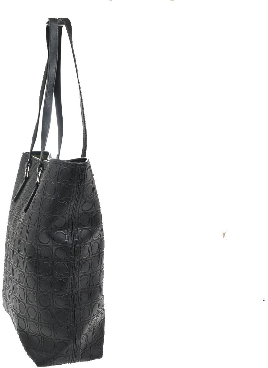 Salvatore Ferragamo Salvatore Ferragamo Gancini Tote Gancini Canvas Medium Zwart