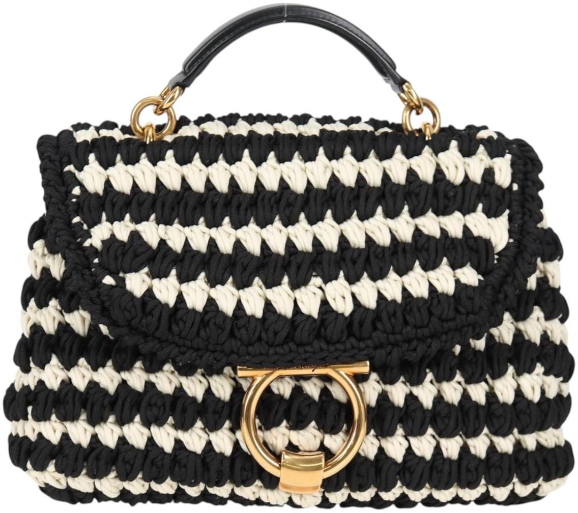 Salvatore Ferragamo Salvatore Ferragamo Margot Satchel Braided Fabric Wit