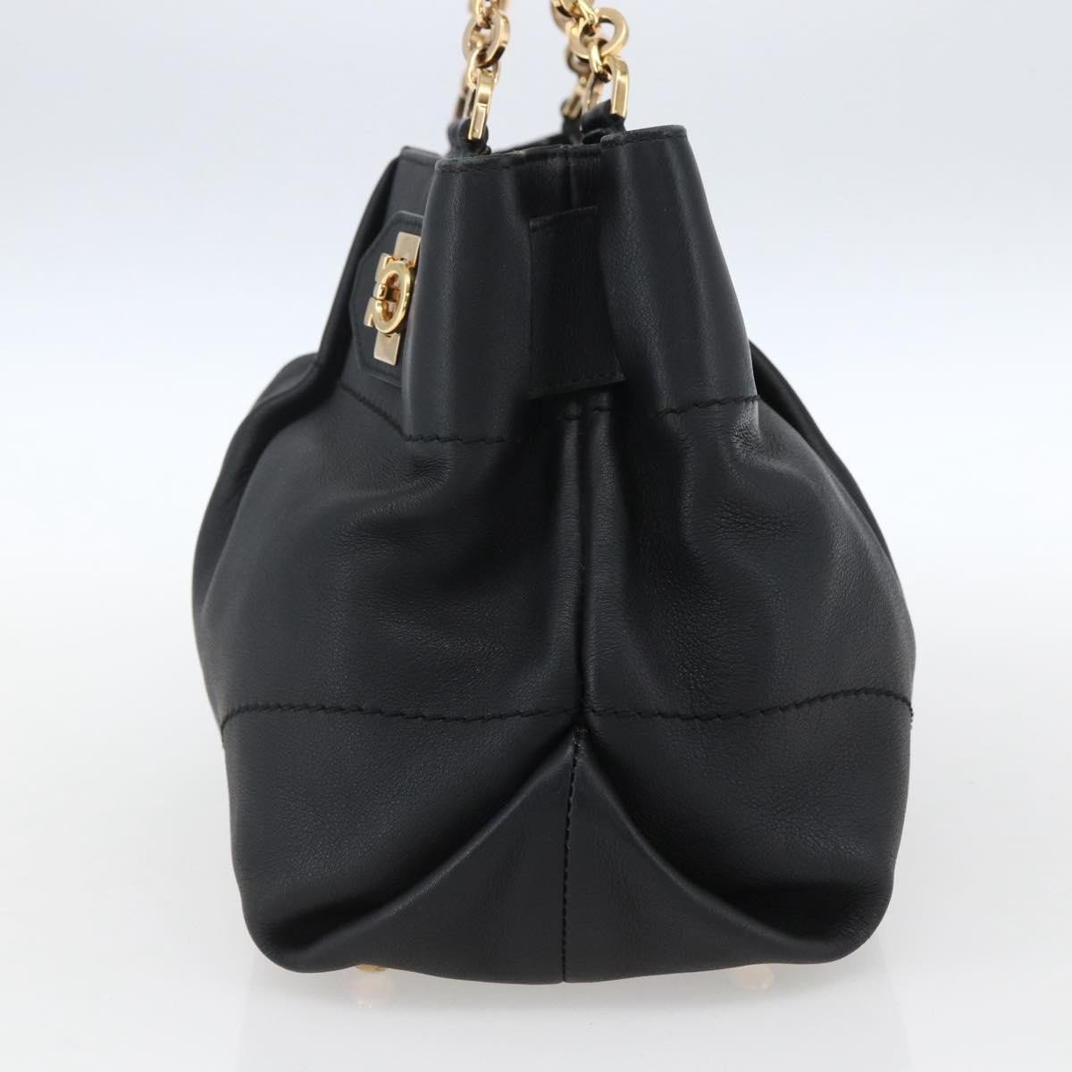 Salvatore Ferragamo W Chain Tote Leather Medium Zwart