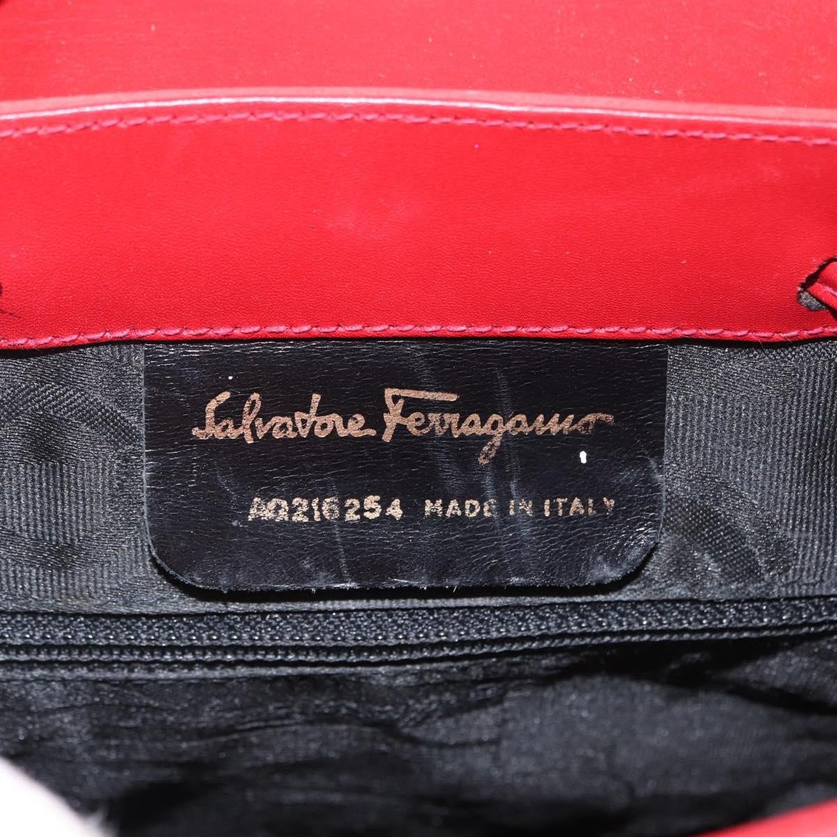 Salvatore Ferragamo Vara Flap Drawstring Leather and Suede Rood