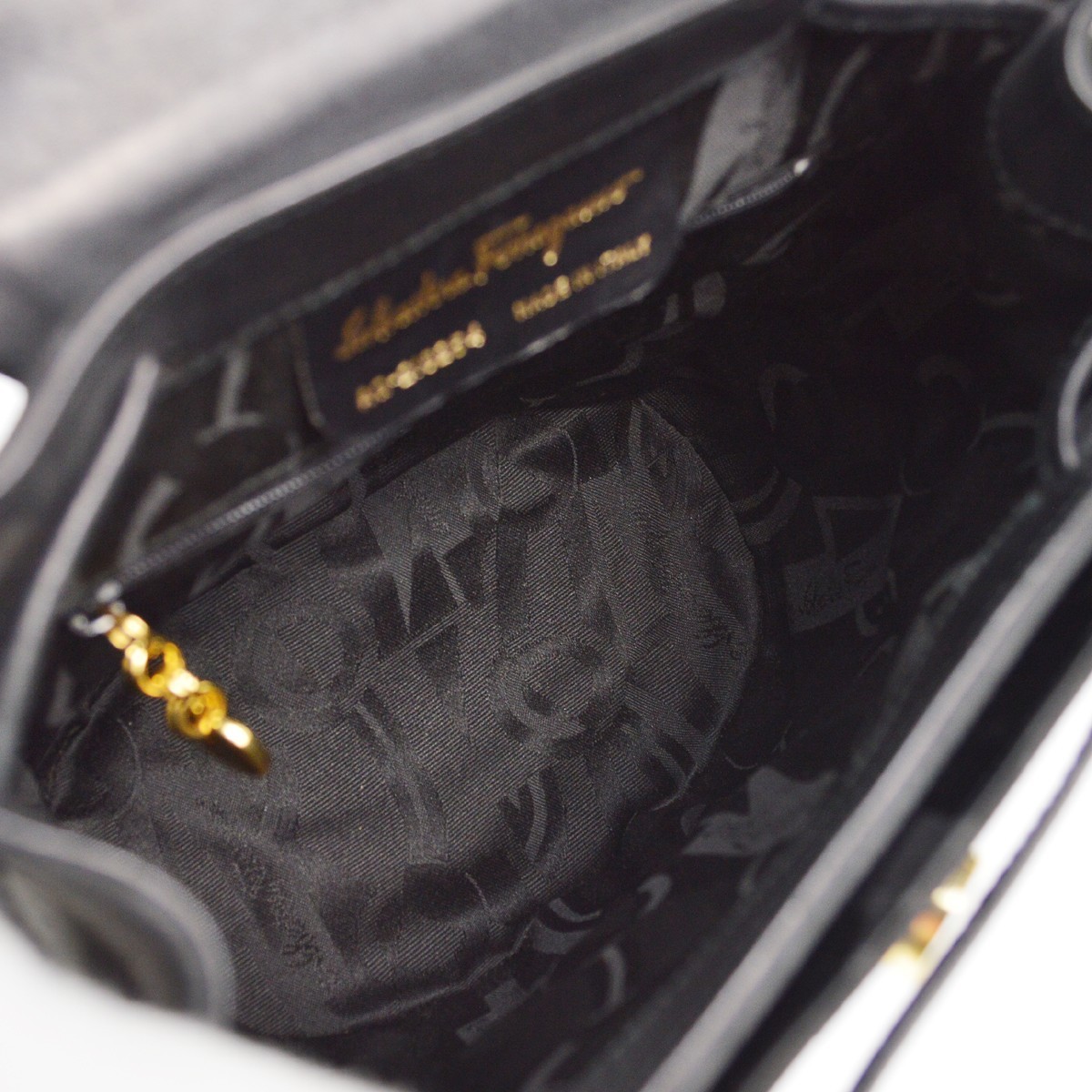 Salvatore Ferragamo Salvatore Ferragamo Vara Flap Drawstring Backpack Leather and Suede Zwart