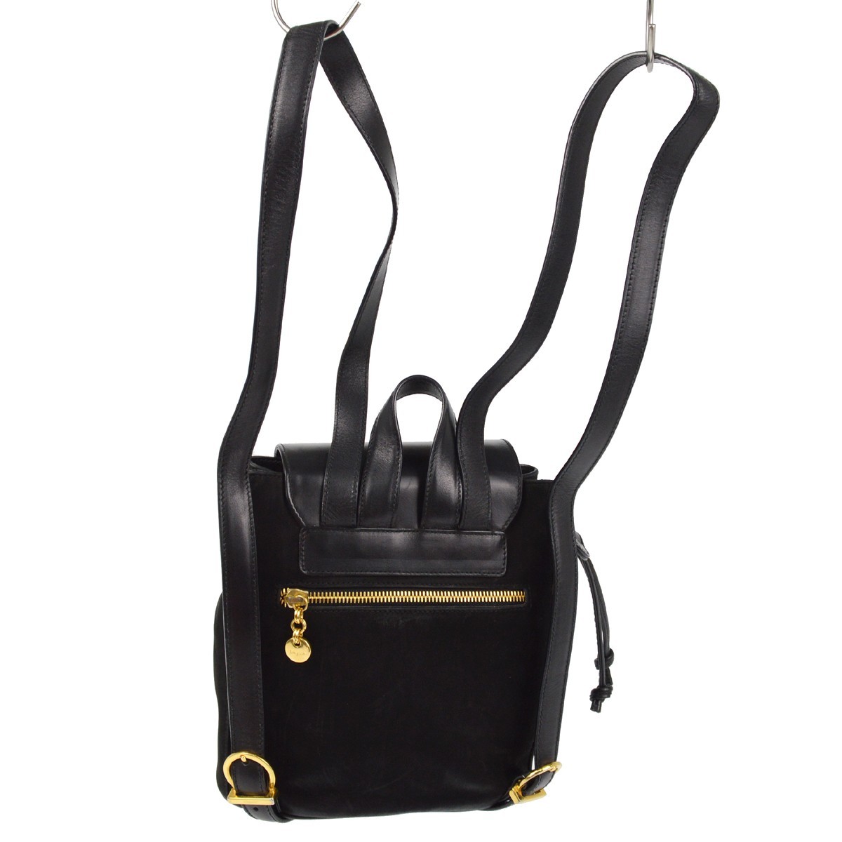 Salvatore Ferragamo Salvatore Ferragamo Vara Flap Drawstring Backpack Leather and Suede Zwart