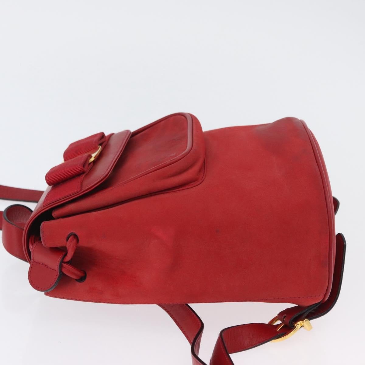 Salvatore Ferragamo Vara Flap Drawstring Leather and Suede Rood