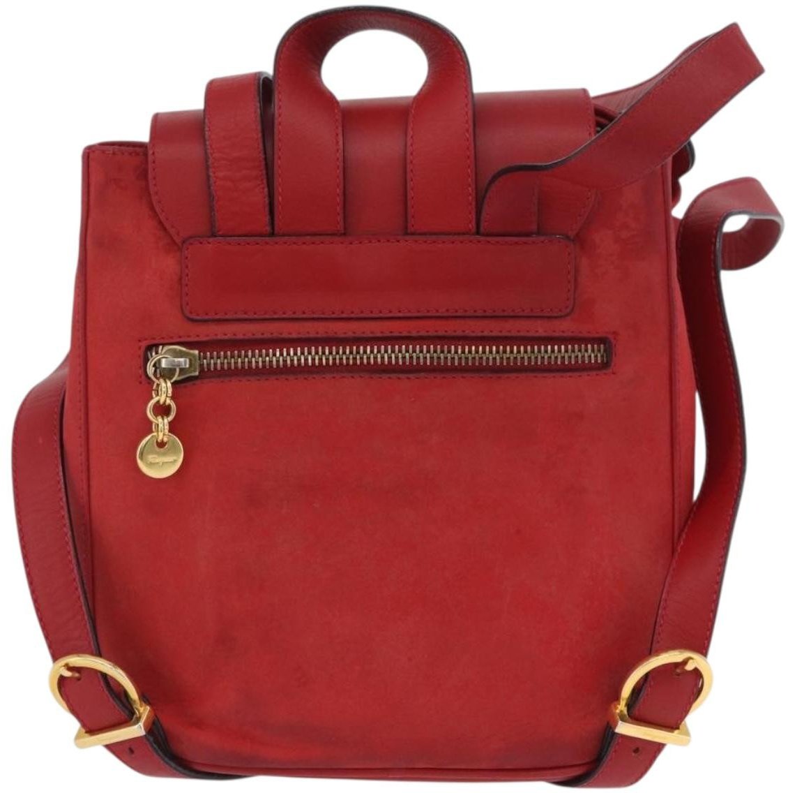 Salvatore Ferragamo Vara Flap Drawstring Leather and Suede Rood