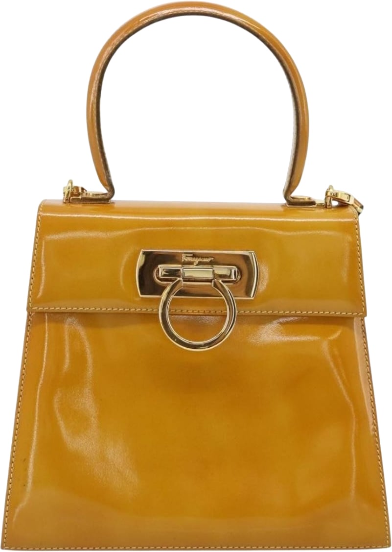 Salvatore Ferragamo Salvatore Ferragamo Gancini handbag Patent leather Geel