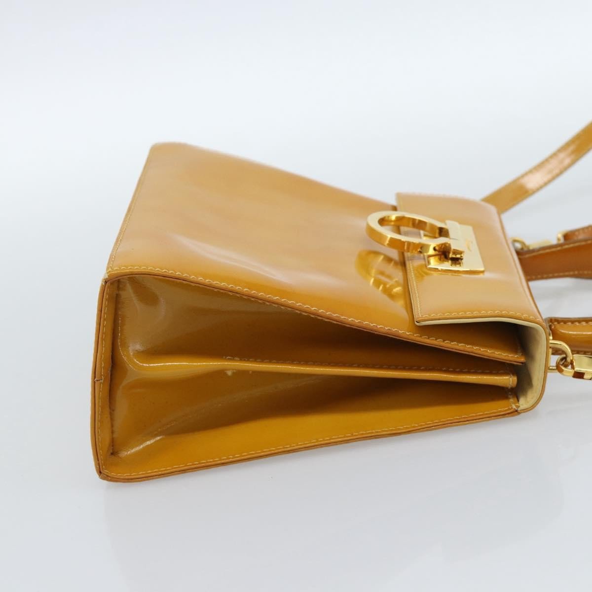 Salvatore Ferragamo Salvatore Ferragamo Gancini handbag Patent leather Geel