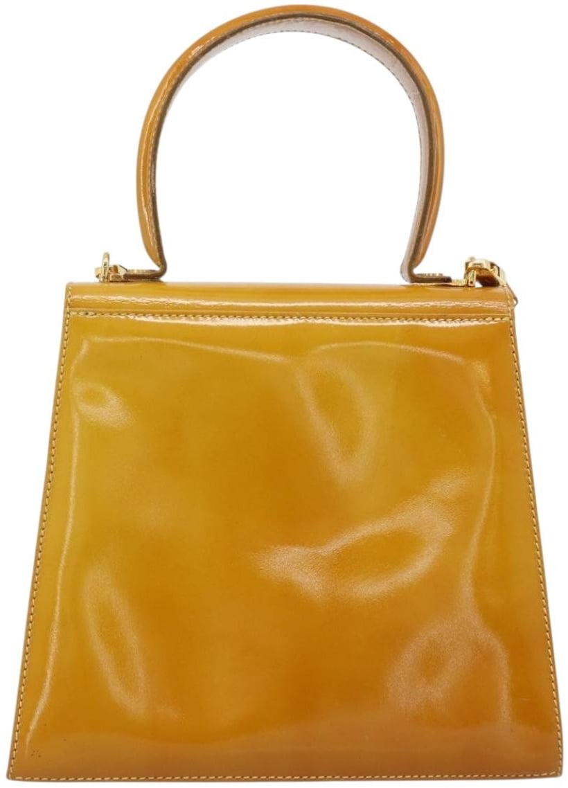 Salvatore Ferragamo Salvatore Ferragamo Gancini handbag Patent leather Geel