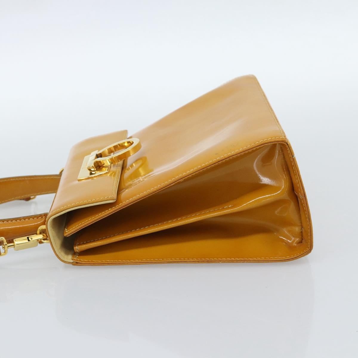 Salvatore Ferragamo Salvatore Ferragamo Gancini handbag Patent leather Geel