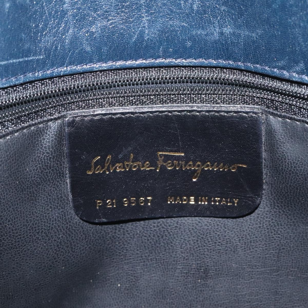 Salvatore Ferragamo Vintage Chain Leather Navy
