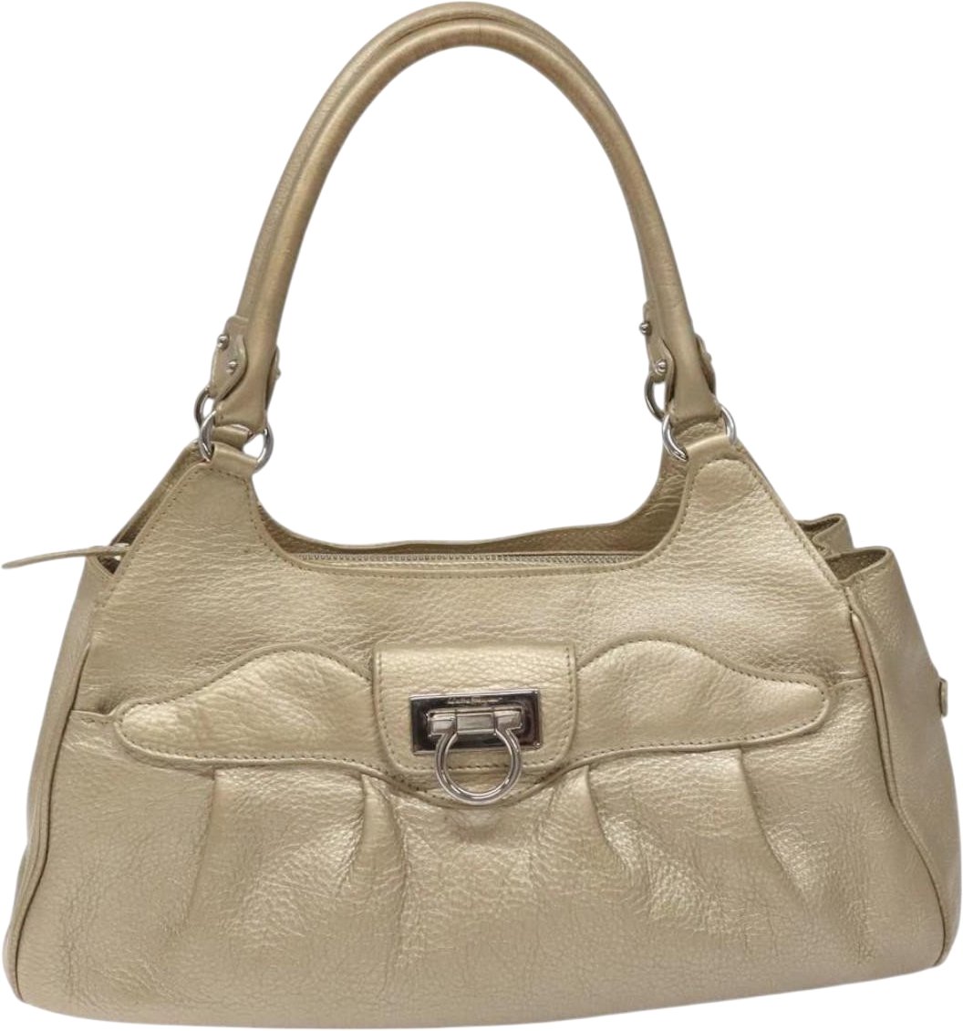 Salvatore Ferragamo Gancini Zip Tote Leather Medium Goud