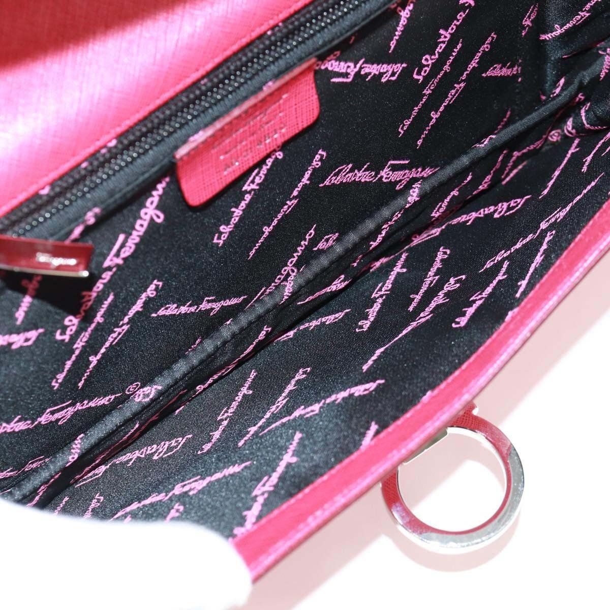Salvatore Ferragamo Gancini Convertible Top Handle Saffiano Leather Small Roze