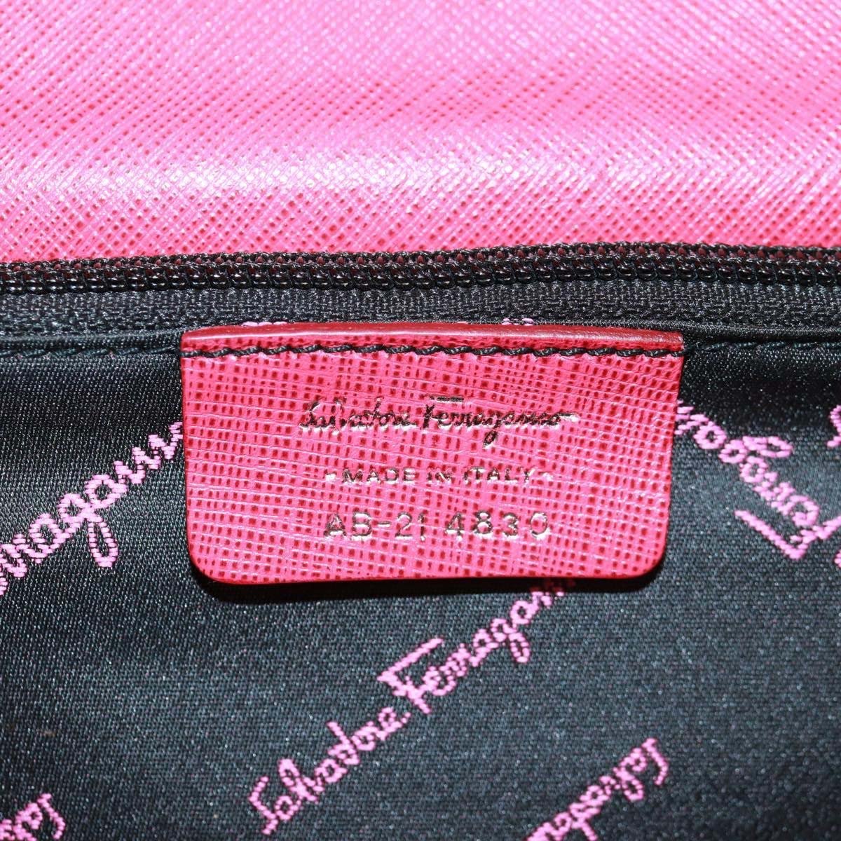 Salvatore Ferragamo Gancini Convertible Top Handle Saffiano Leather Small Roze