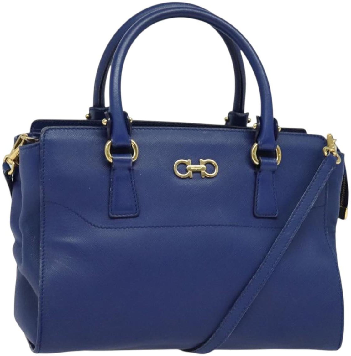 Salvatore Ferragamo Salvatore Ferragamo Beky Tote Saffiano Leather Medium Blauw