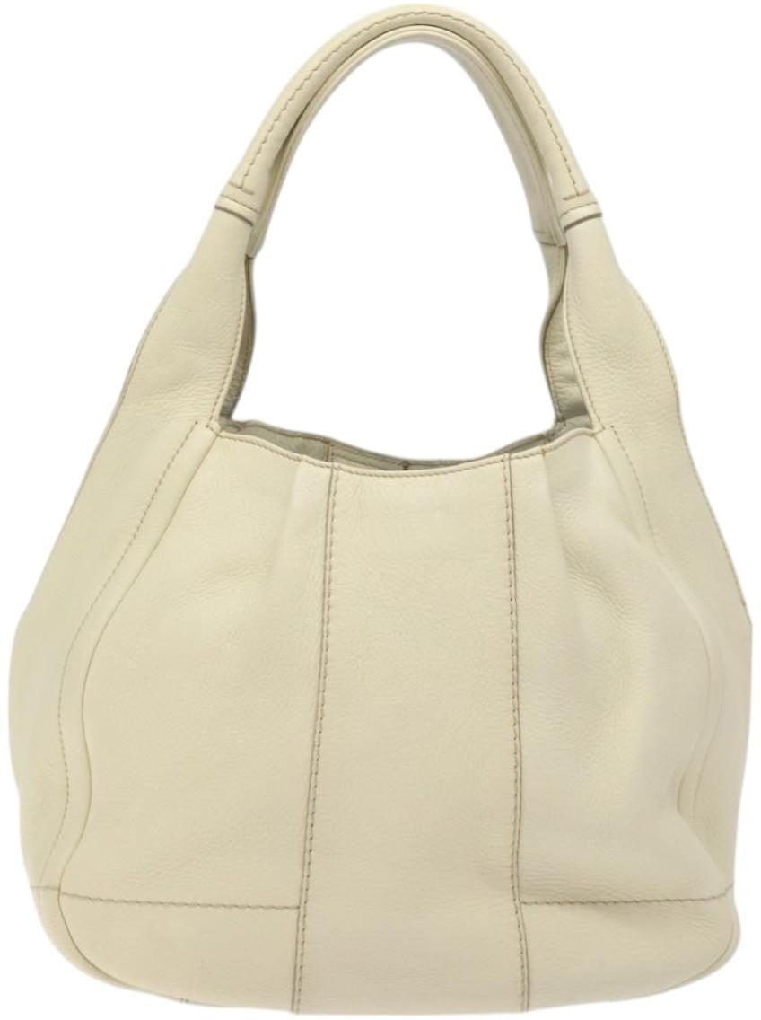 Salvatore Ferragamo Salvatore Ferragamo Gancini Hobo Stitched Leather Medium Wit