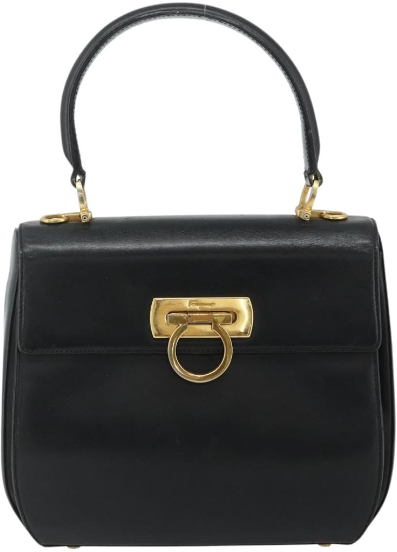 Salvatore Ferragamo Gancini Leather Medium Zwart