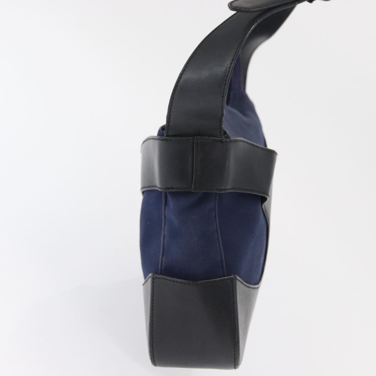 Salvatore Ferragamo Cut Out Shoulder Bag Canvas and Leather Navy