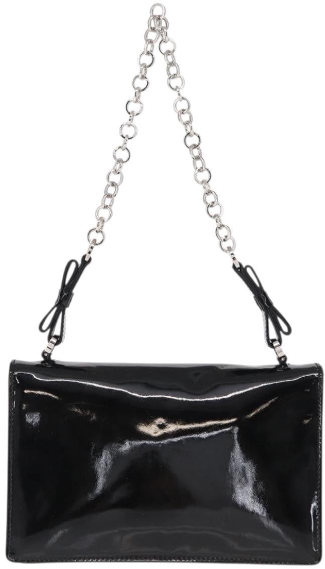 Salvatore Ferragamo Gancini Chain Shoulder bag Patent leather Zwart